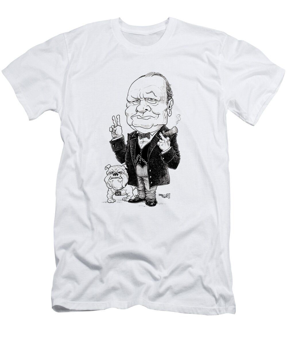 Mikescottdraws T-Shirt featuring the drawing Winston Churchill by Mike Scott