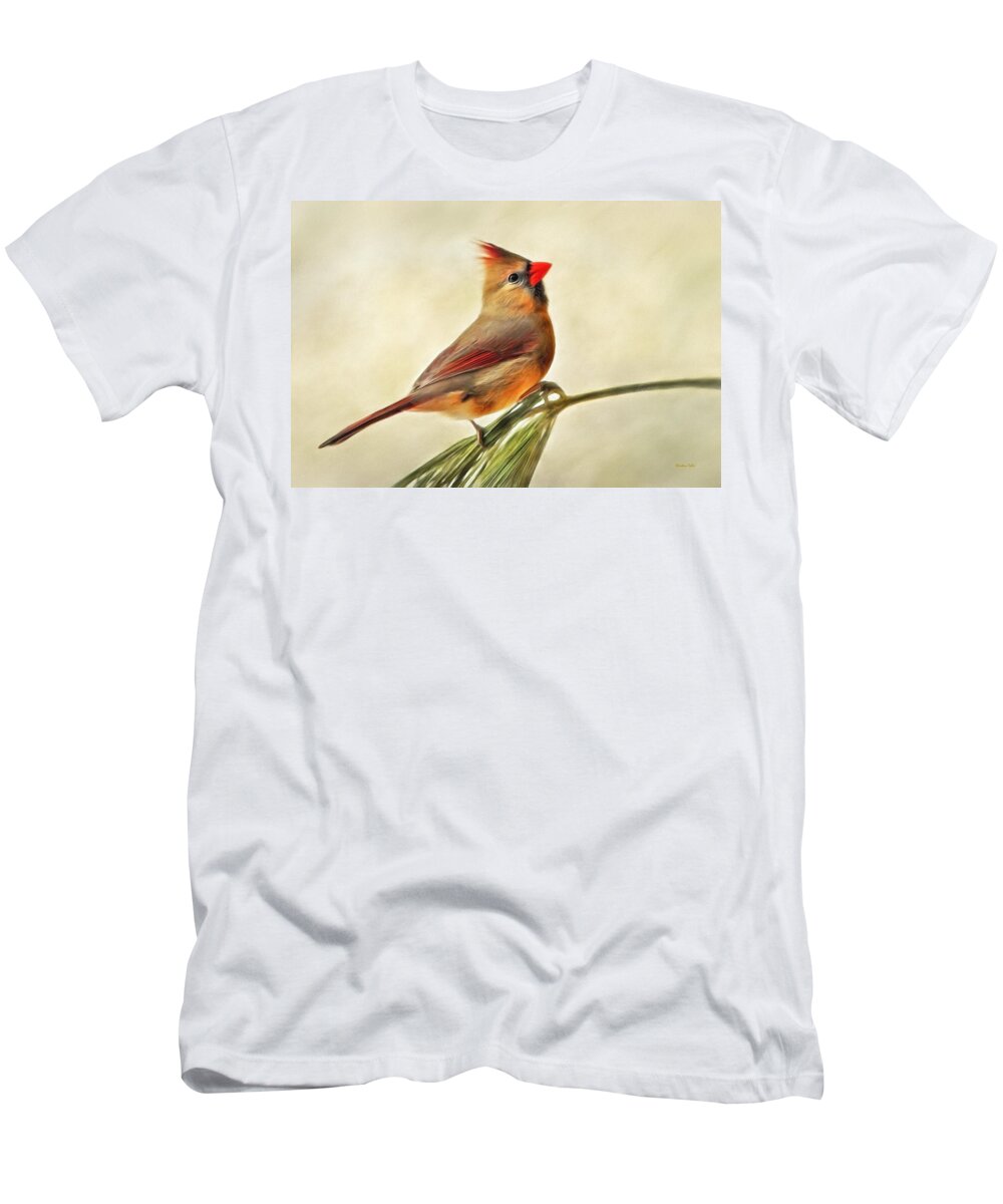 Winter T-Shirt featuring the painting Winter Cardinal by Christina Rollo