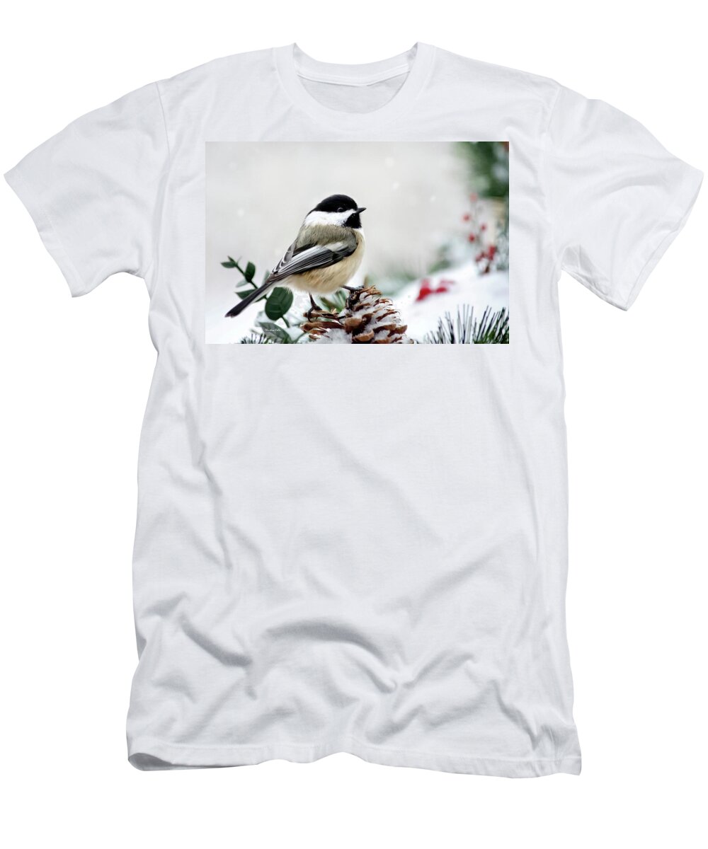 Chickadee T-Shirt featuring the photograph Winter Chickadee by Christina Rollo