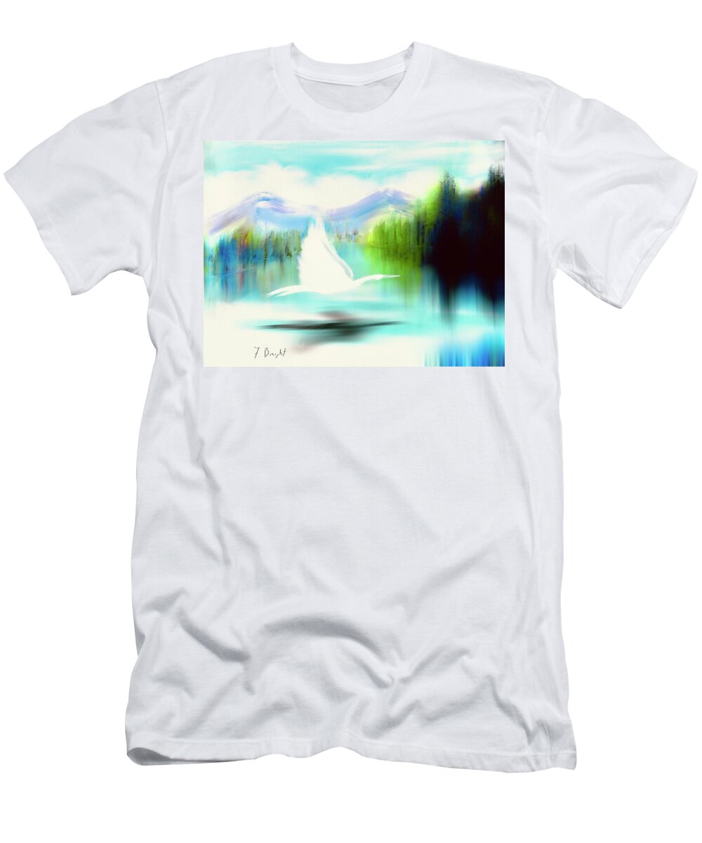 Egret T-Shirt featuring the digital art Winter Egret by Frank Bright