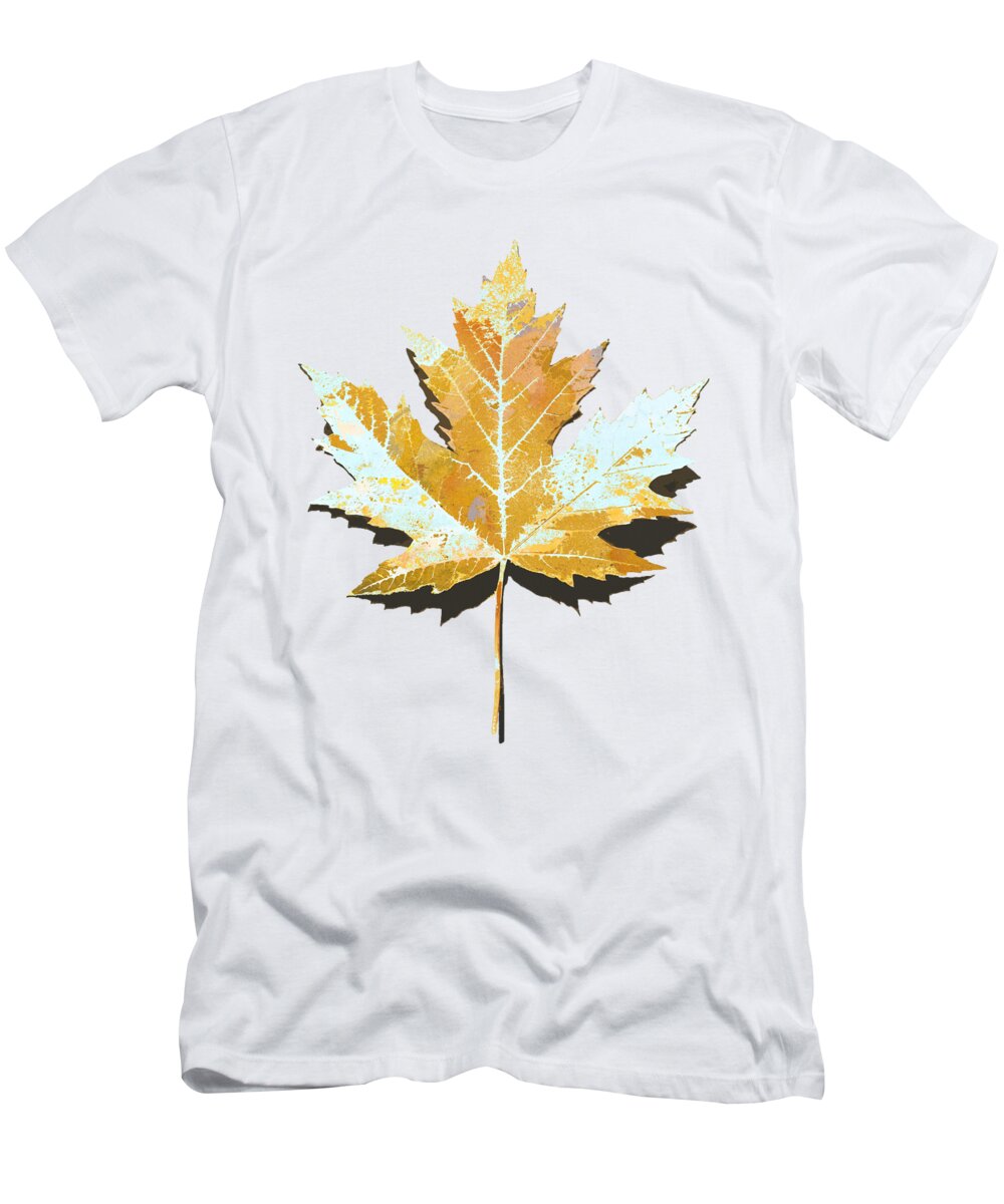 Winter T-Shirt featuring the painting Winter Maple Leaf Art by Sharon Cummings