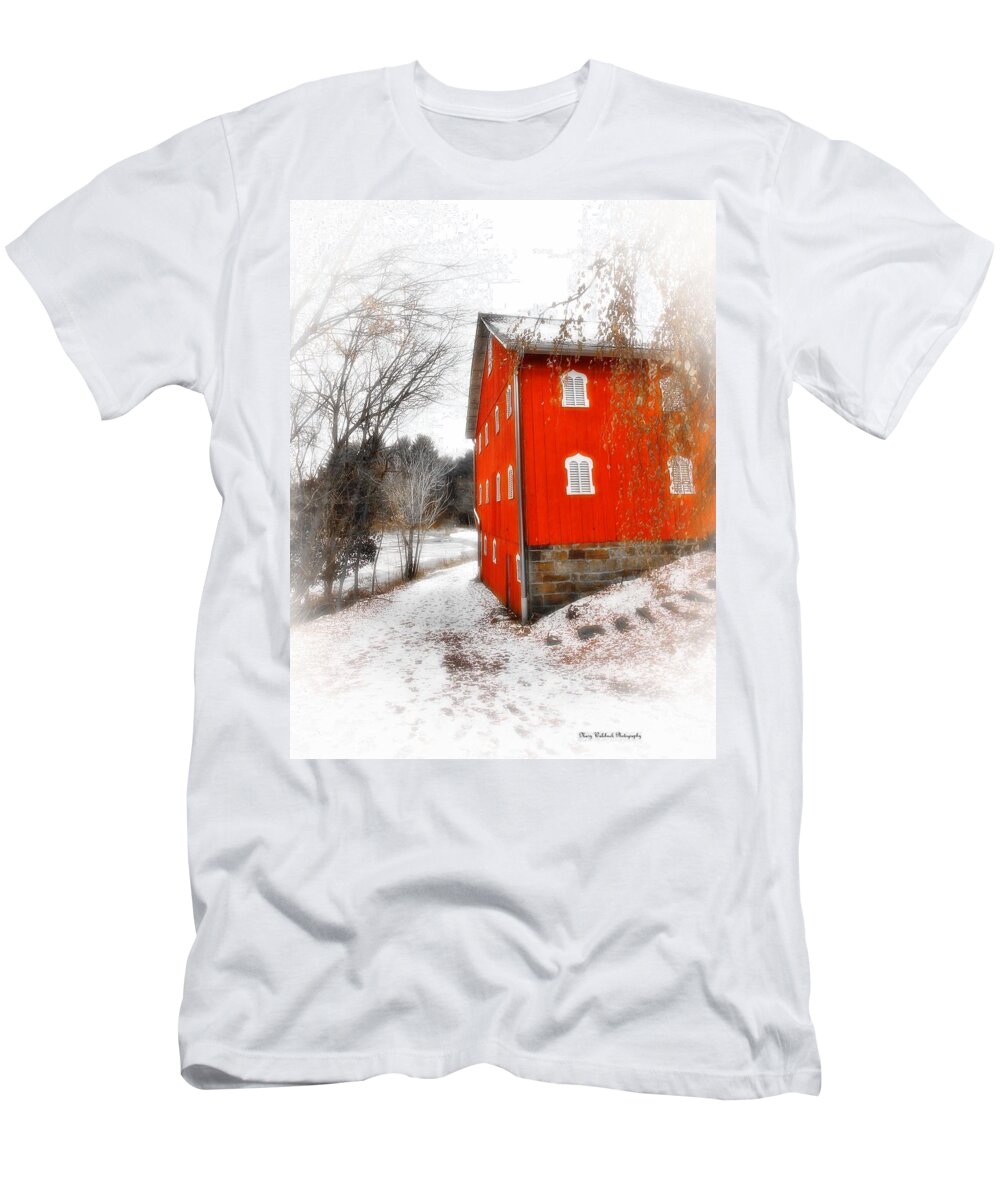 Barn T-Shirt featuring the photograph Winter Ohio Barn by Mary Walchuck