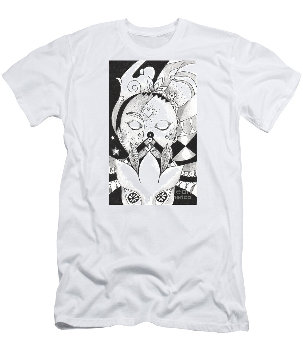 With Gratitude And Grace By Helena Tiainen T-Shirt featuring the drawing With Gratitude and Grace by Helena Tiainen