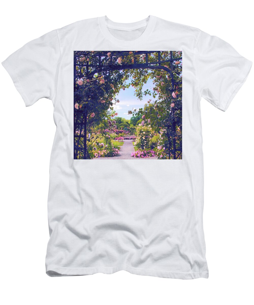 Rose Garden T-Shirt featuring the photograph Garden Gazebo View by Jessica Jenney