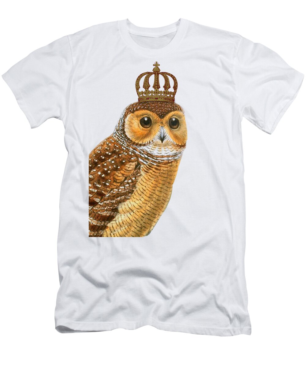 Owl T-Shirt featuring the digital art Woodland King by Madame Memento