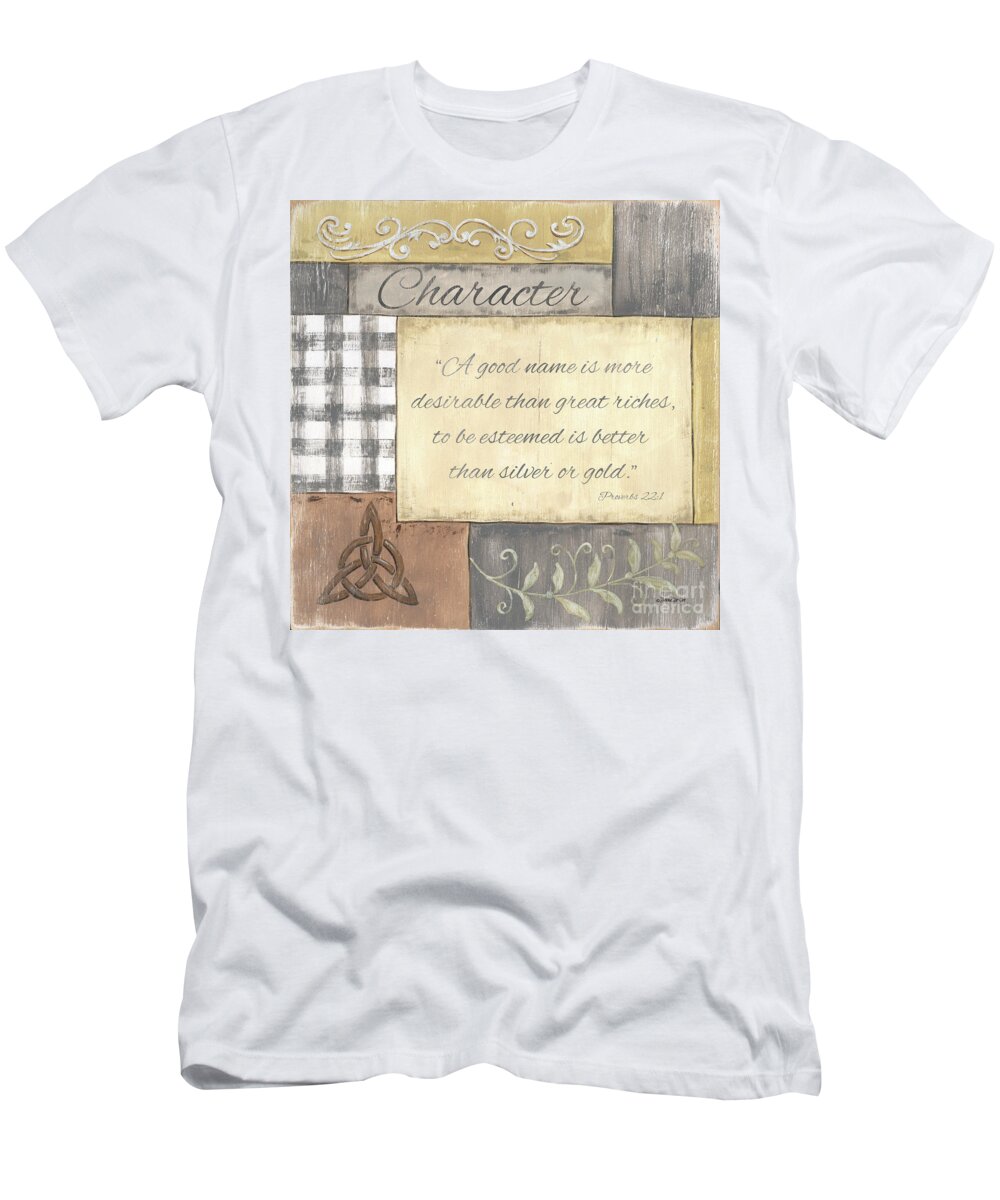 Character T-Shirt featuring the painting Words to Live By 2, Character by Debbie DeWitt