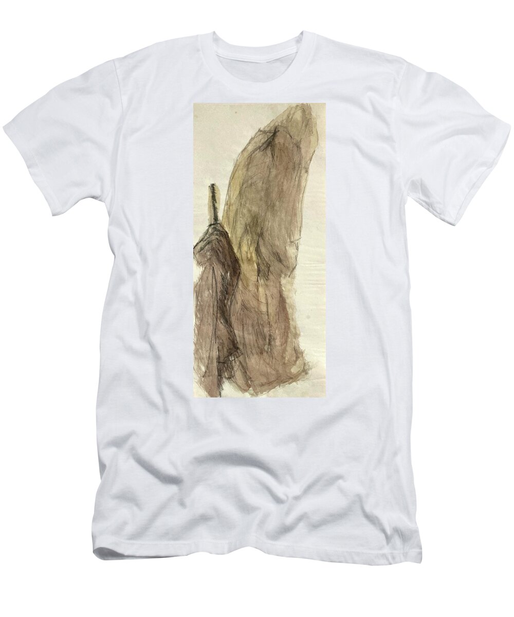 Figure T-Shirt featuring the painting Wrapped figure and coat by David Euler