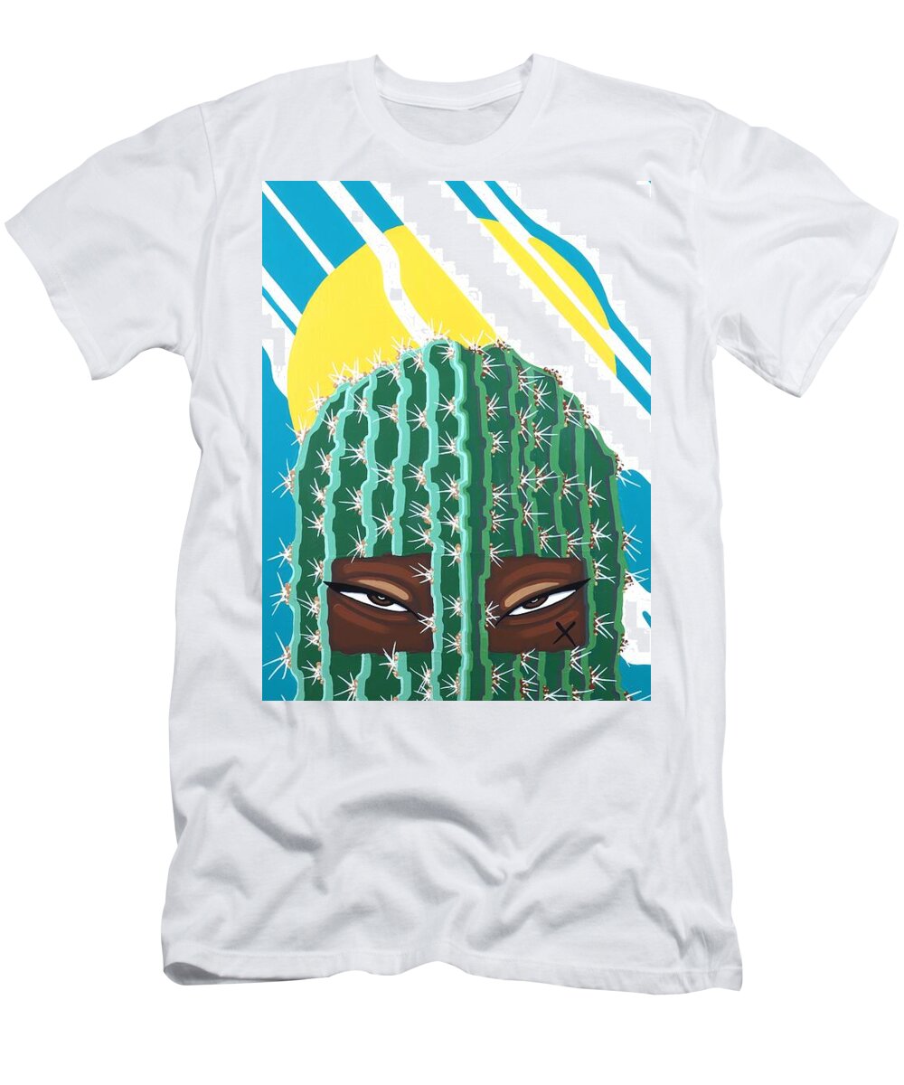 Cactus Art T-Shirt featuring the painting X by Aliya Michelle