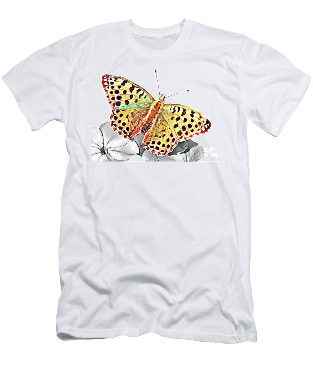 Yellow Butterfly T-Shirt featuring the mixed media Yellow Butterfly by Daniel Janda