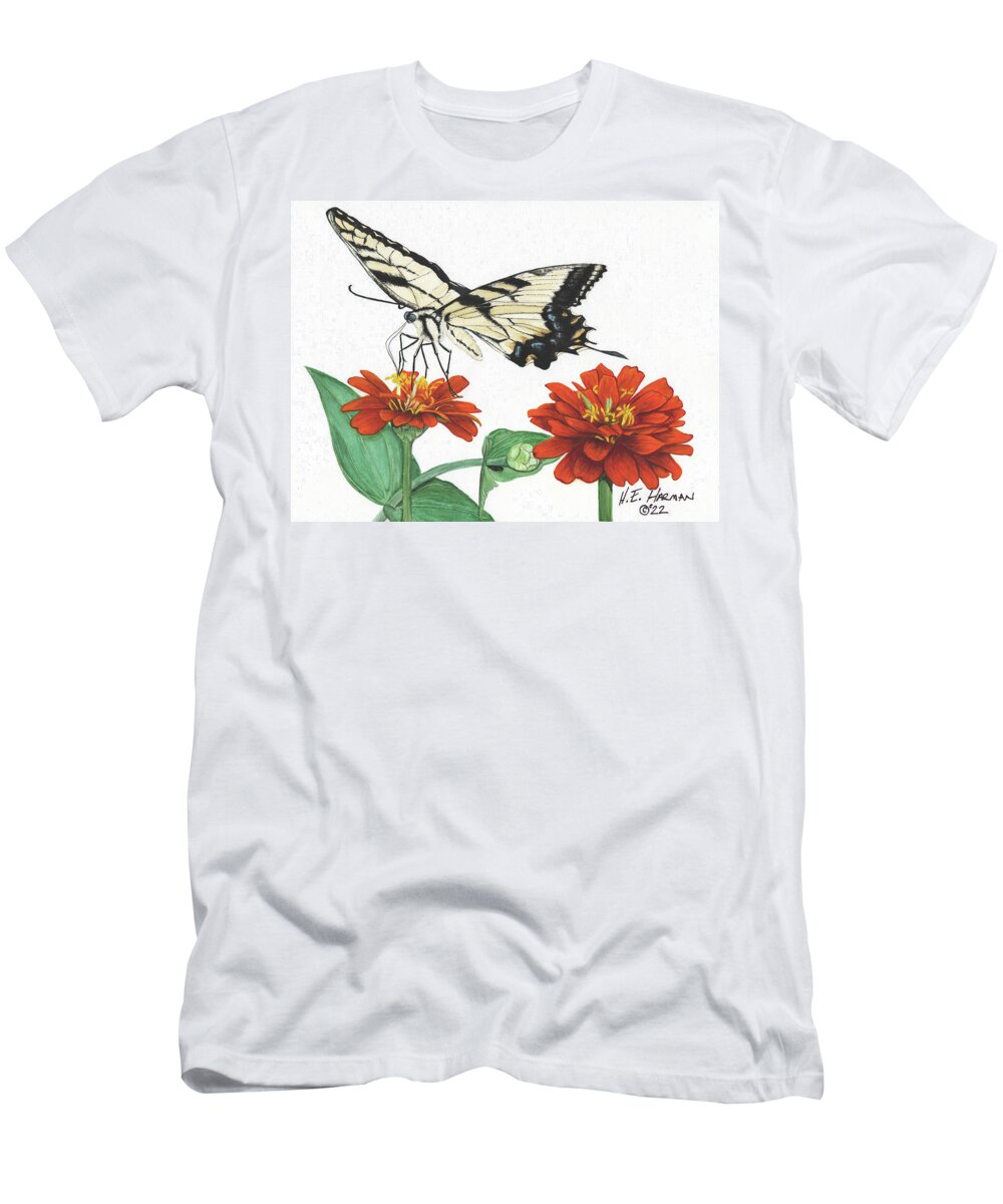 Yellow Tiger Swallowtail T-Shirt featuring the painting Yellow Tiger by Heather E Harman
