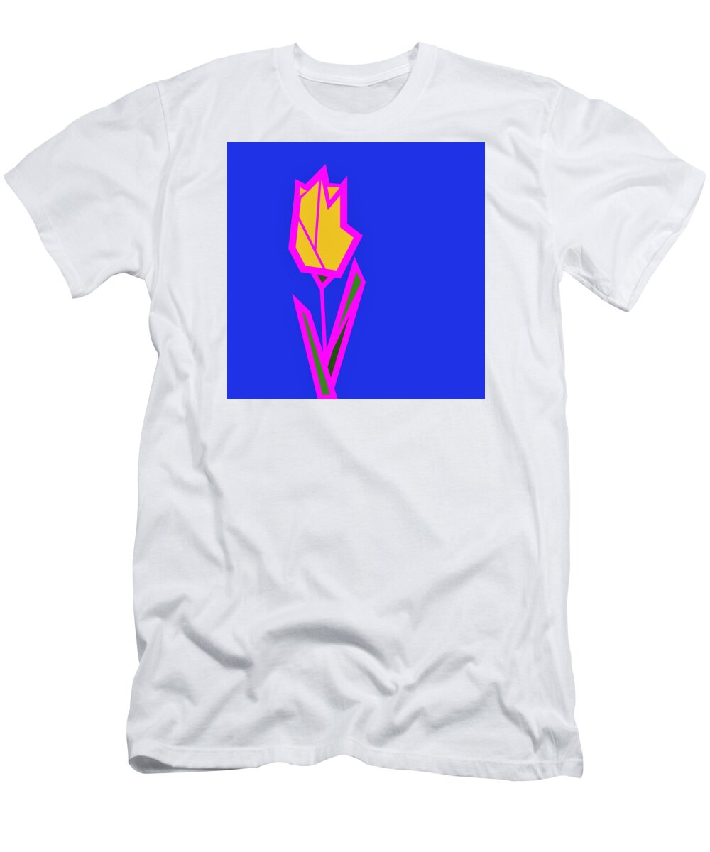 Tulip T-Shirt featuring the digital art Yellow tulip by Fatline Graphic Art