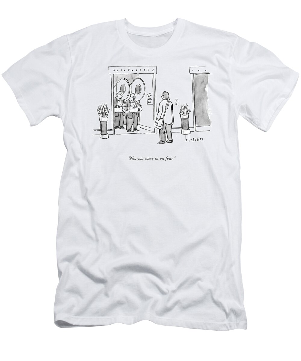 Cctk T-Shirt featuring the drawing You Come In On Four by John Klossner