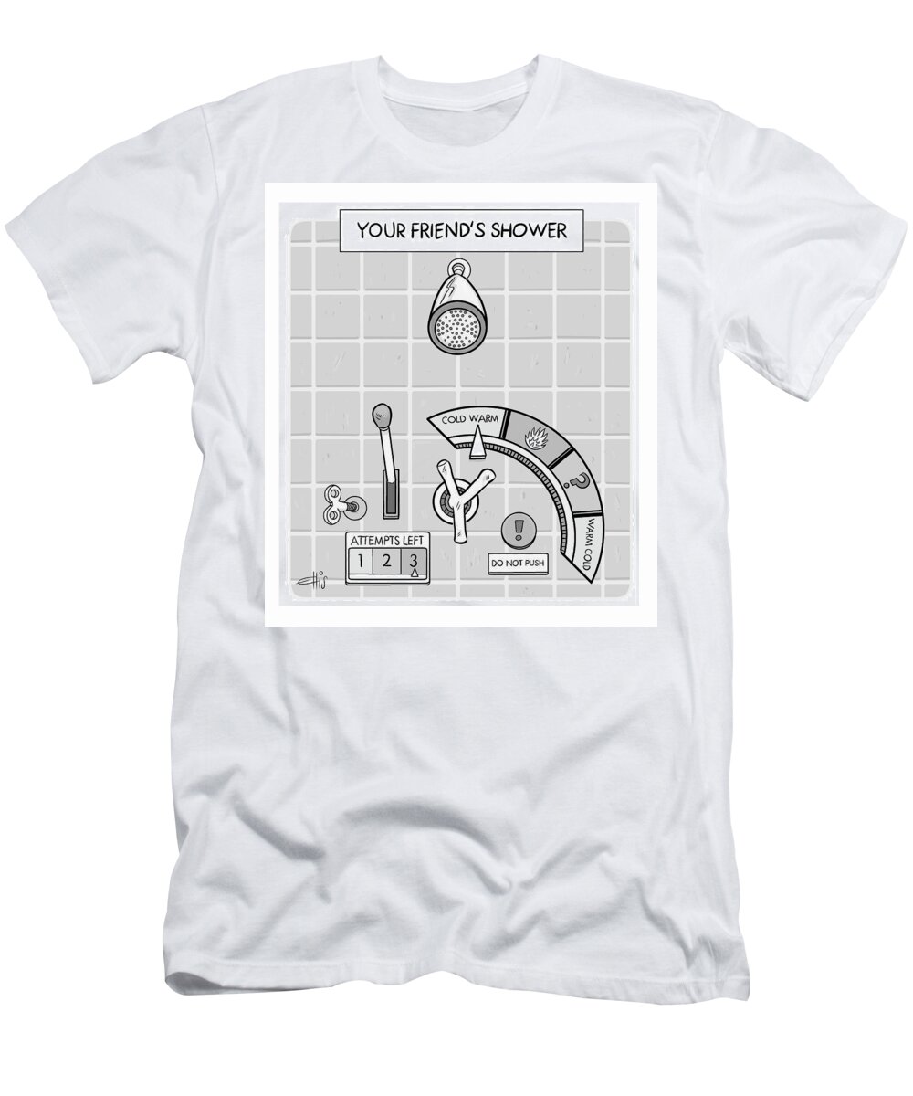 Captionless T-Shirt featuring the drawing Your Friend's Shower by Ellis Rosen