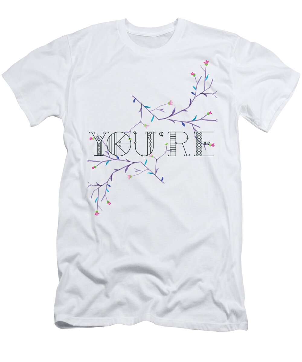Tree T-Shirt featuring the digital art Youre Grammar Watercolor Branches by Jacob Zelazny