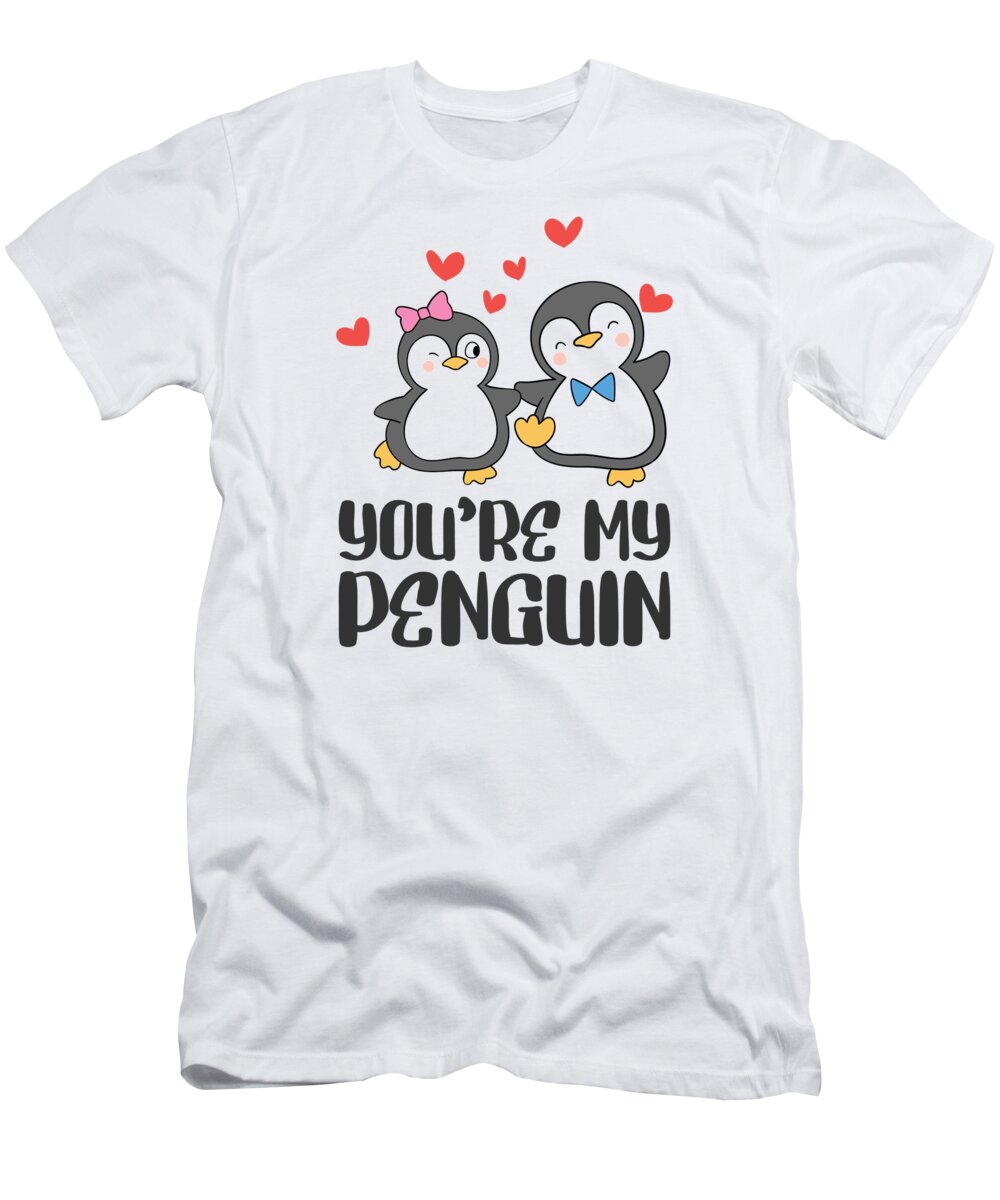 Valentines Day T-Shirt featuring the digital art Youre my Penguin Valentines Day Couples by Toms Tee Store
