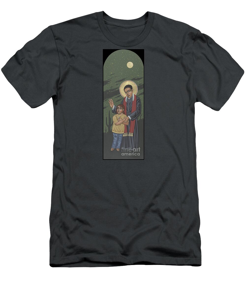 Santo Toribio T-Shirt featuring the painting Santo Toribio Romo y Gonzalez Patron of Immigrants 277 by William Hart McNichols