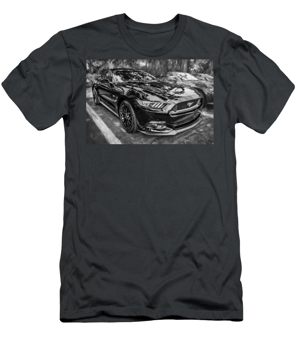 2015 Ford Mustang T-Shirt featuring the photograph 2015 Ford Mustang GT Painted BW   by Rich Franco