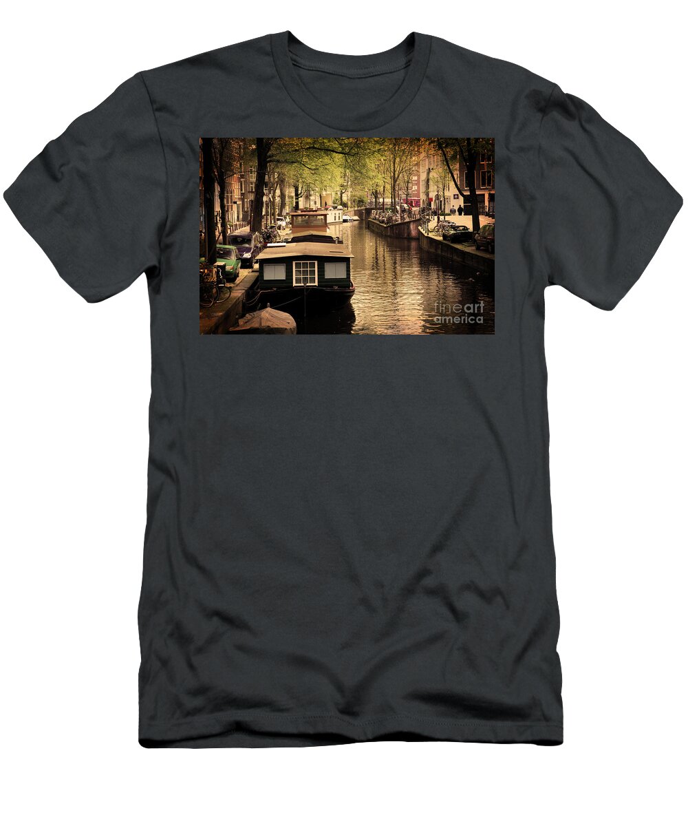 Amsterdam T-Shirt featuring the photograph Amsterdam romantic canal #1 by Michal Bednarek