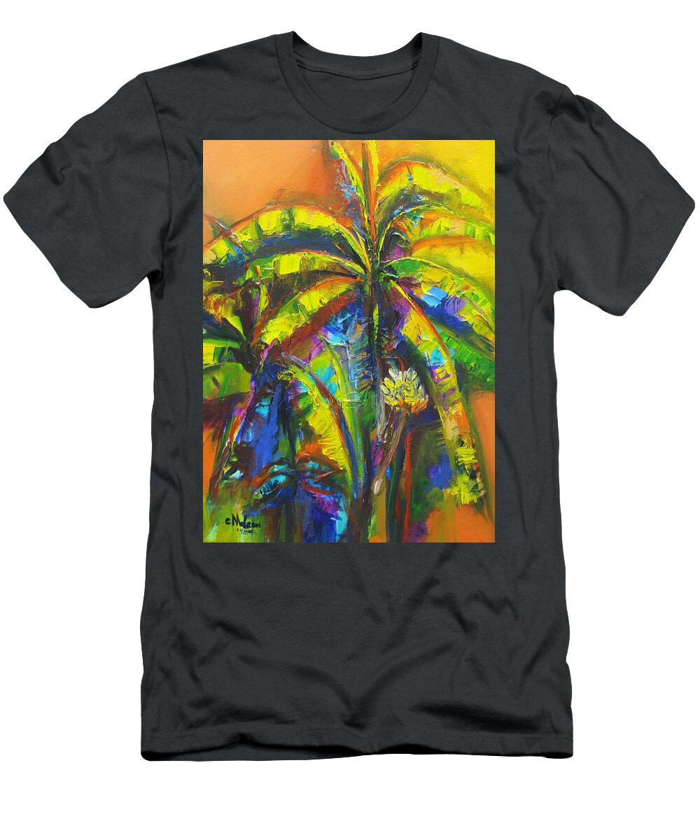 Banana T-Shirt featuring the painting Bannana Tree by Cynthia McLean