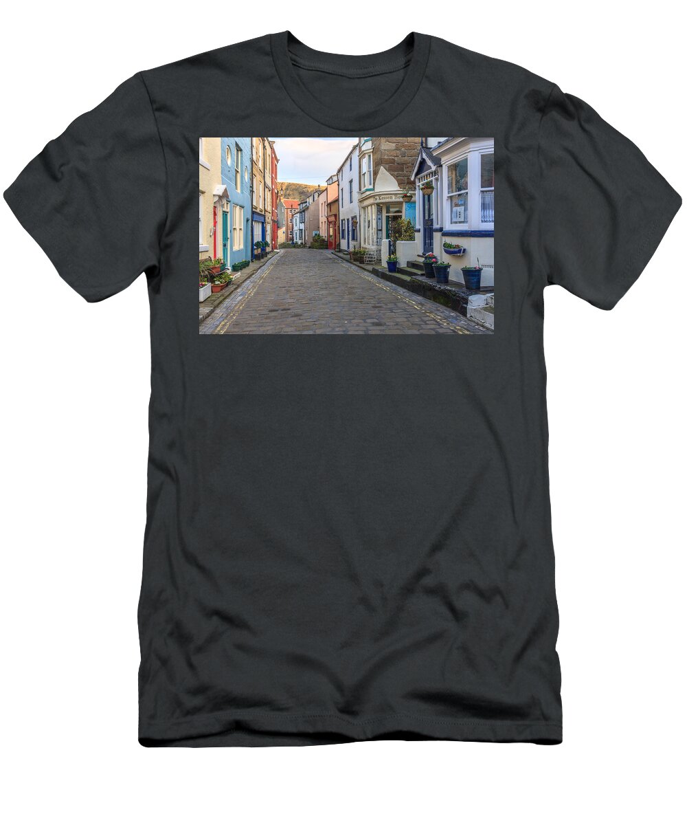 Architecture T-Shirt featuring the photograph Cobbles in Staithes by Sue Leonard