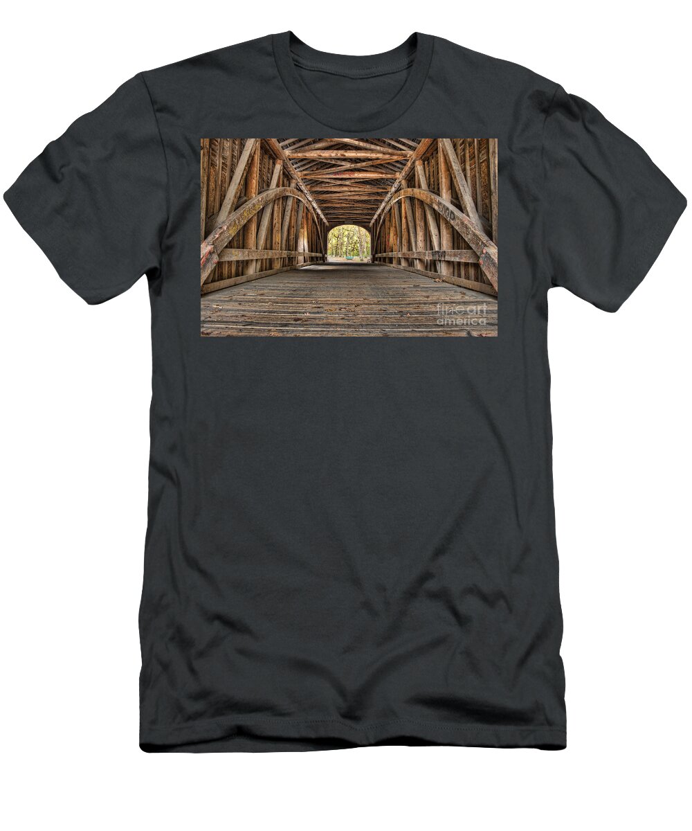 Bridge T-Shirt featuring the photograph Covered Bridge #1 by Scott Wood