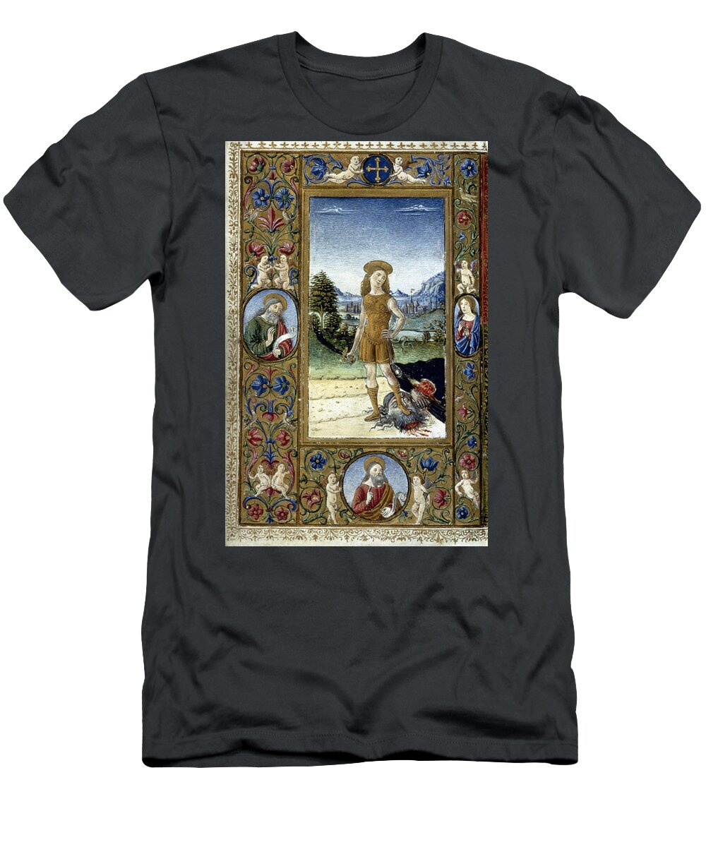 15th Century T-Shirt featuring the painting David & Goliath #1 by Granger