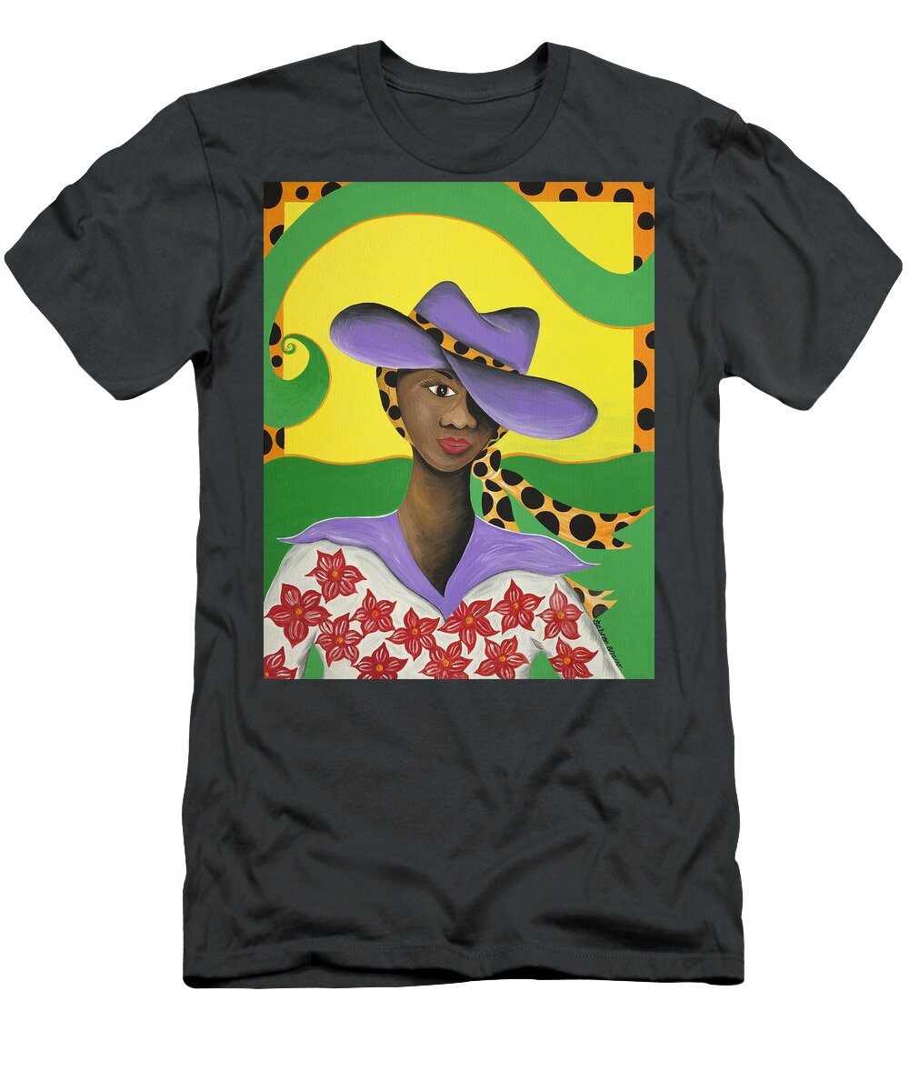 Gullah Art T-Shirt featuring the painting Hat Appeal by Patricia Sabreee