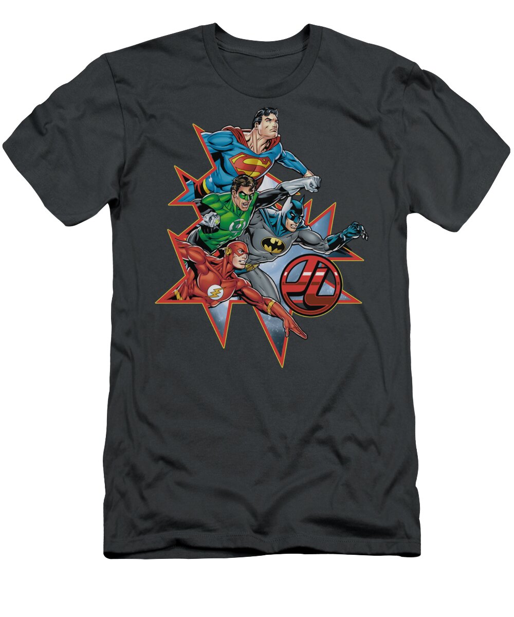 Justice League Of America T-Shirt featuring the digital art Jla - Starburst by Brand A