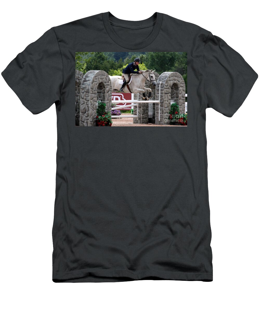 Equestrian T-Shirt featuring the photograph Jumper111 #1 by Janice Byer