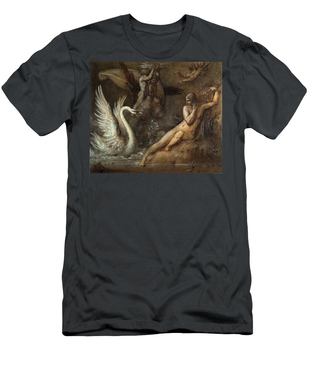 Gustave Moreau T-Shirt featuring the drawing Leda and the Swan #1 by Gustave Moreau
