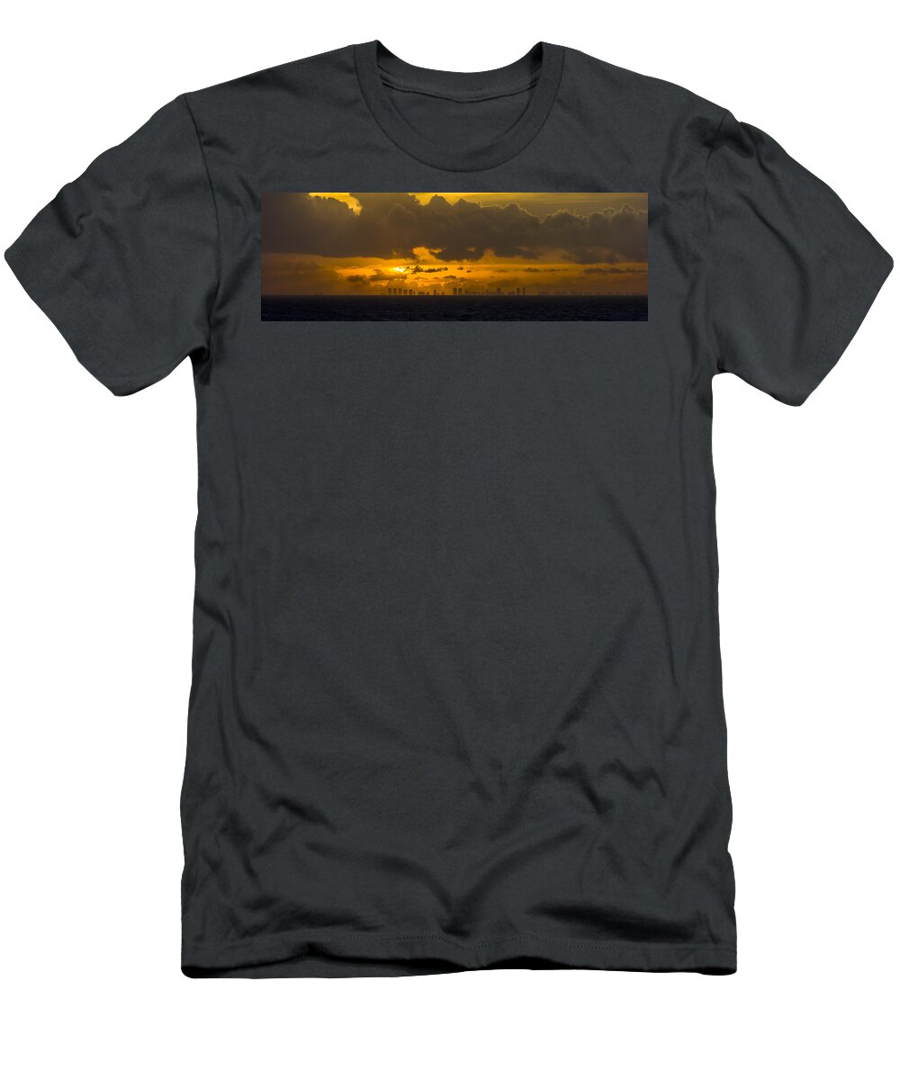 Buildings T-Shirt featuring the photograph Miami Sundown by Ed Gleichman