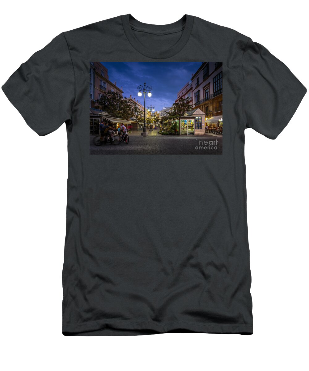 Andalucia T-Shirt featuring the photograph Plaza de las Flores Cadiz Spain #1 by Pablo Avanzini
