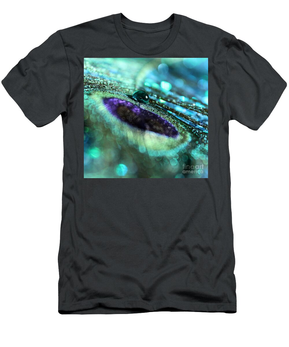 Peacock Feather T-Shirt featuring the photograph Sparkle #1 by Krissy Katsimbras