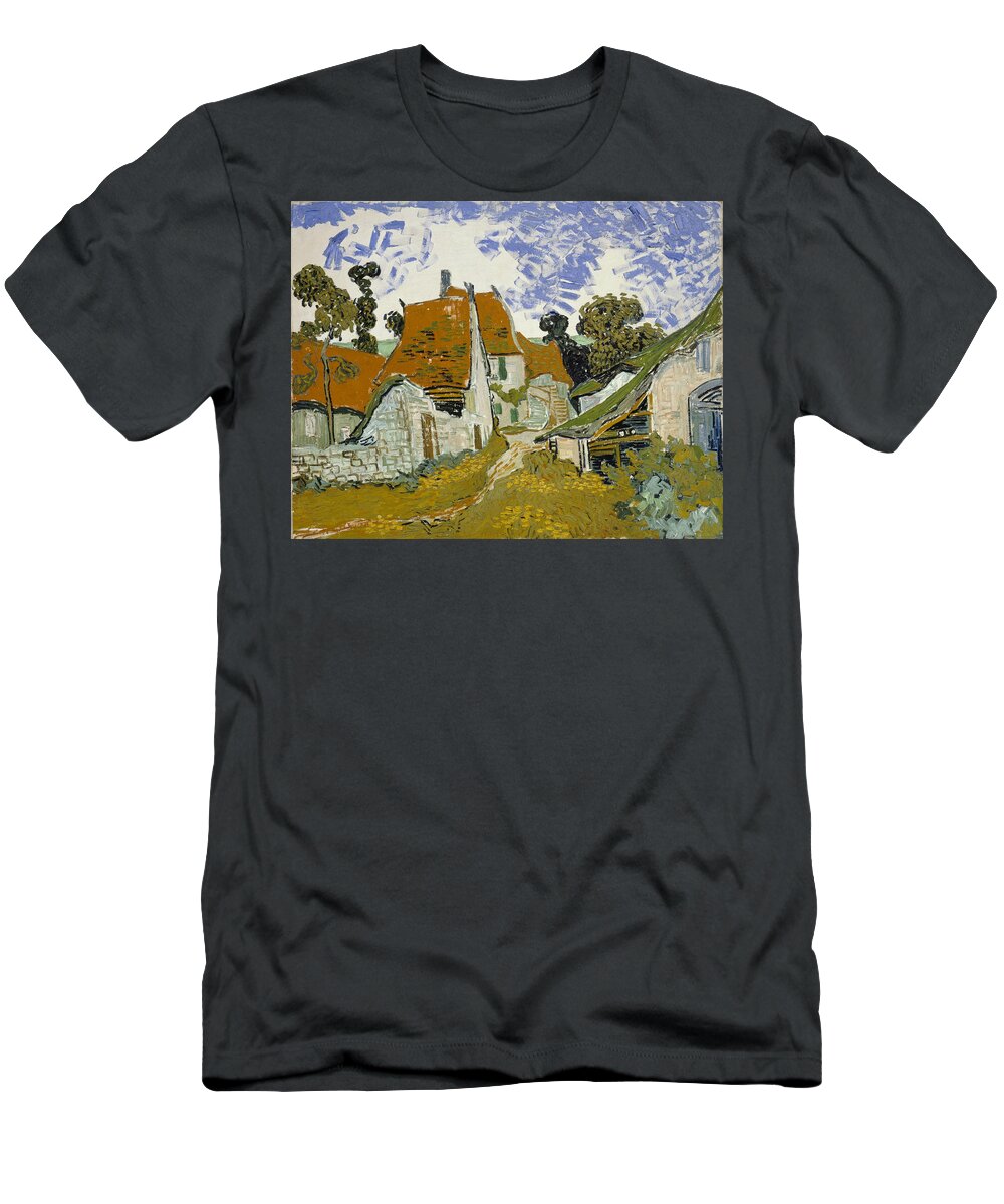 Vincent Van Gogh T-Shirt featuring the painting Street In Auvers-Sur-Oise #1 by Vincent Van Gogh