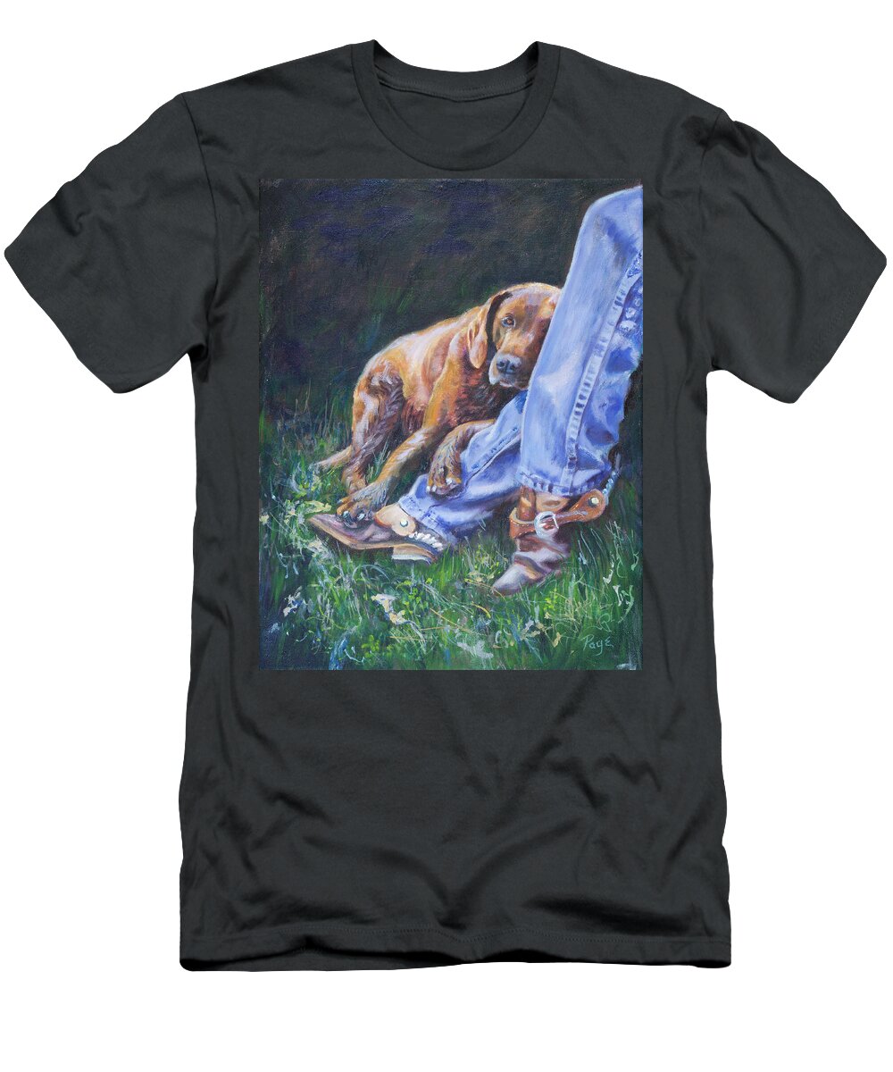 Dog T-Shirt featuring the painting Tired by Page Holland