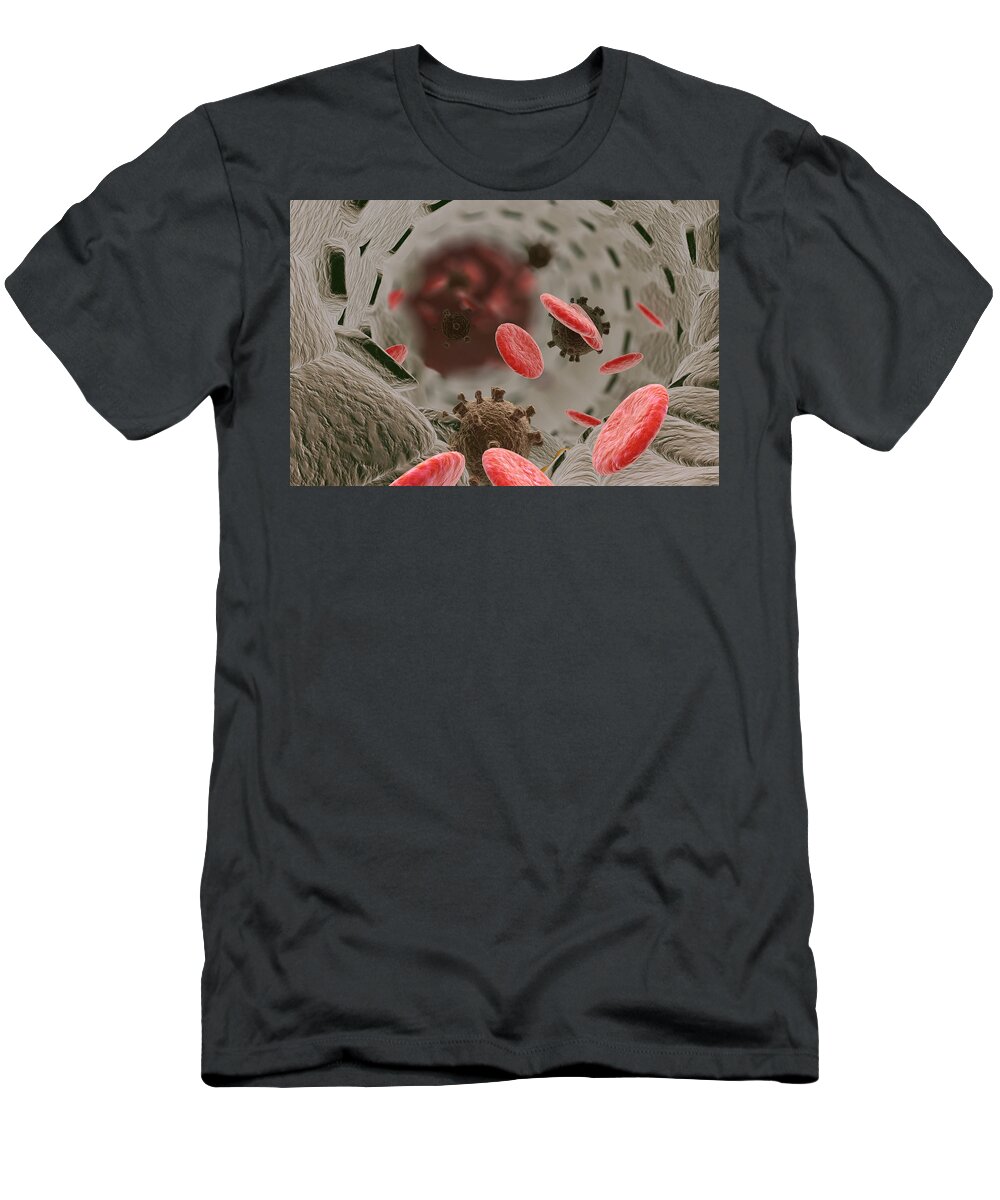 Artery T-Shirt featuring the photograph Viral Infection, Illustration #1 by Ella Marus Studio