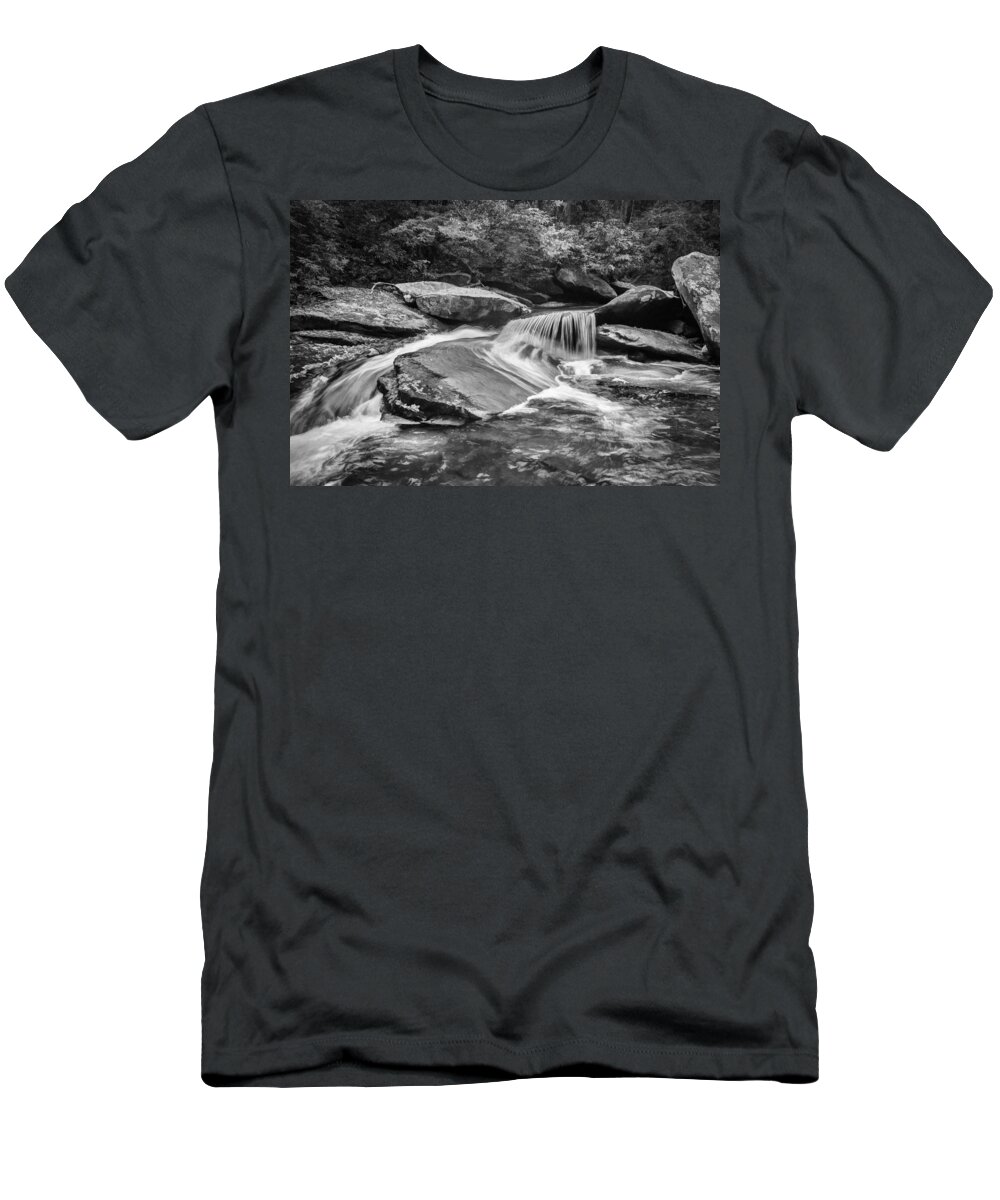 Waterfalls T-Shirt featuring the photograph Waterfalls Great Smoky Mountains Painted BW by Rich Franco