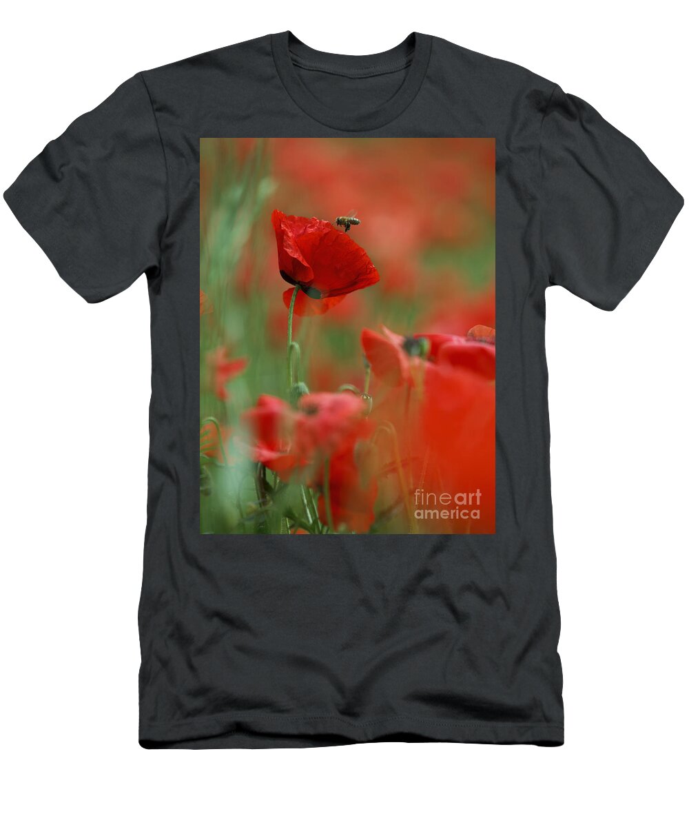 Poppy T-Shirt featuring the photograph Red Poppy Flowers #12 by Nailia Schwarz