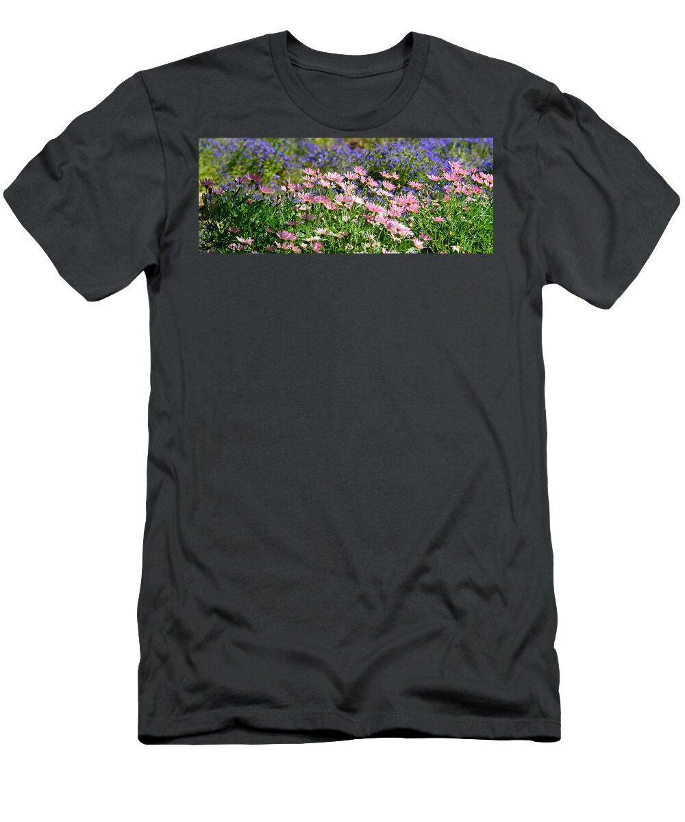 Floral T-Shirt featuring the photograph Background Of Colorful Flowers by Michael Goyberg