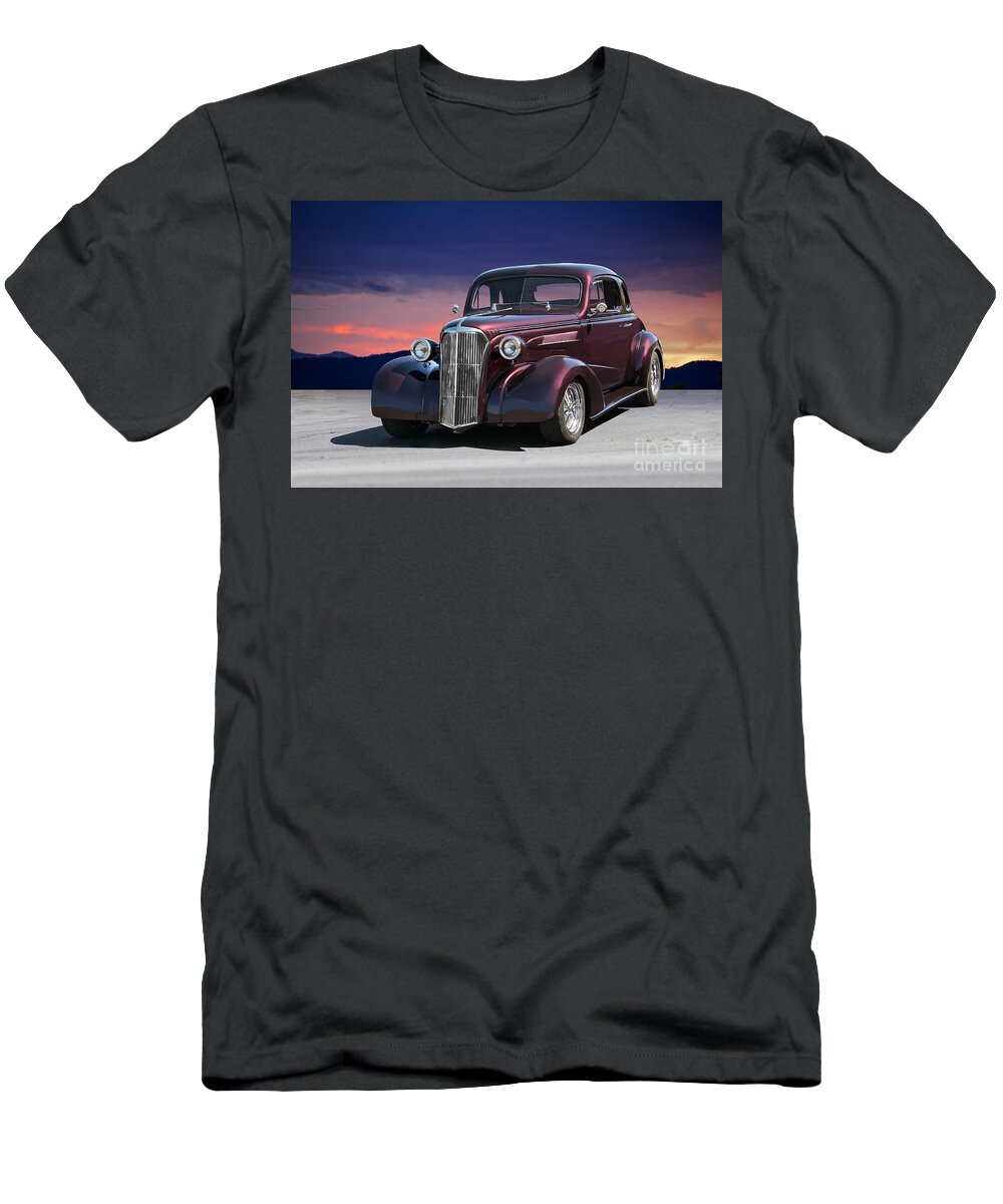Coupe T-Shirt featuring the photograph 1937 Chevy 'Black Cherry' Coupe by Dave Koontz