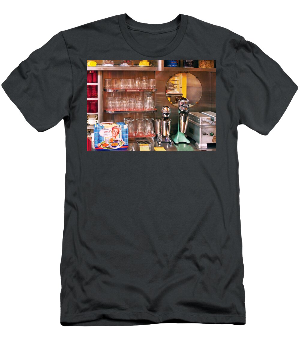 American Diner T-Shirt featuring the photograph 1950's - Diner - A 1950's Diner by Mike Savad