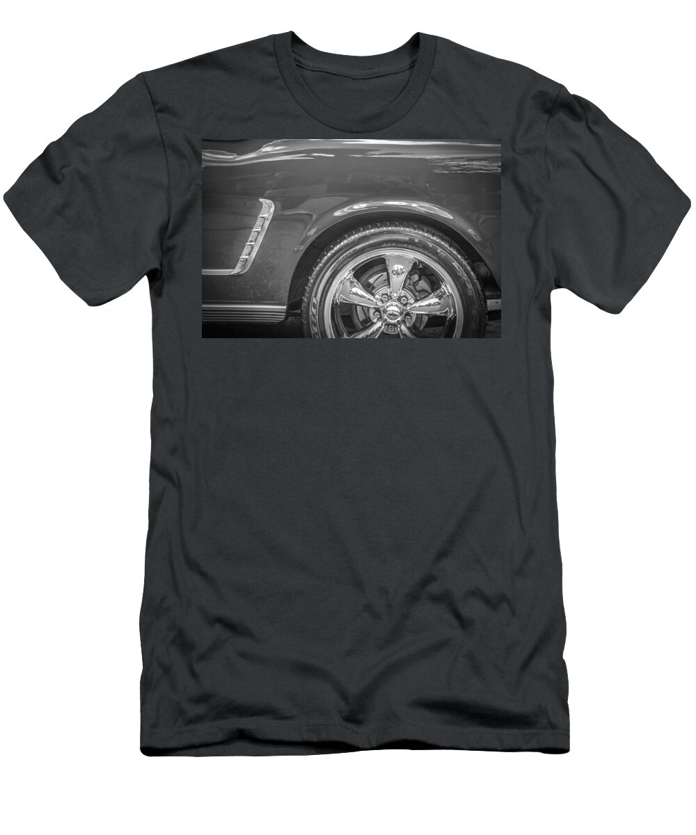 1965 Mustang T-Shirt featuring the photograph 1965 Ford Mustang 2 plus 2 BW by Rich Franco