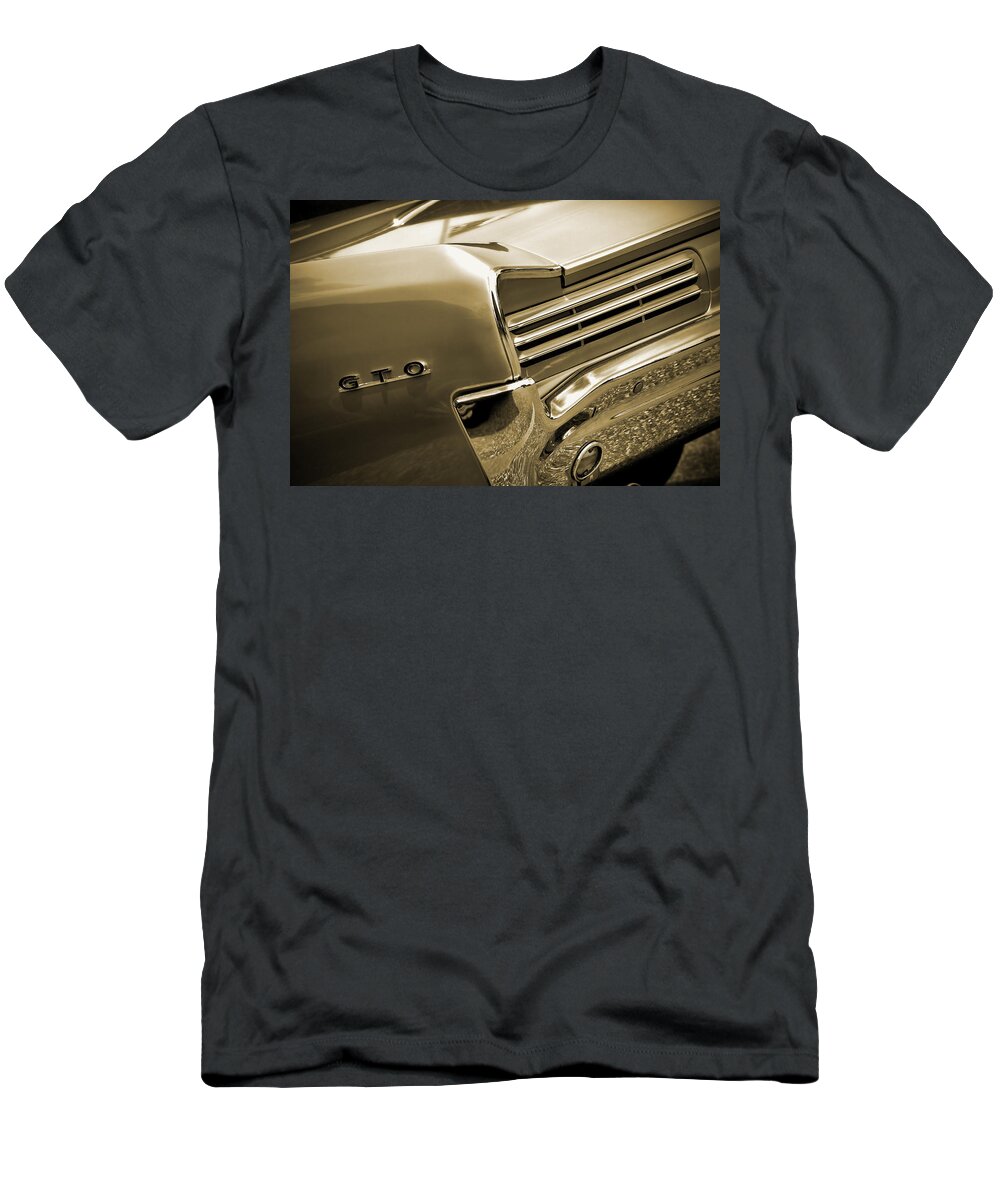 1966 T-Shirt featuring the digital art 1966 Pontiac GTO Tail in Sepia by Gordon Dean II