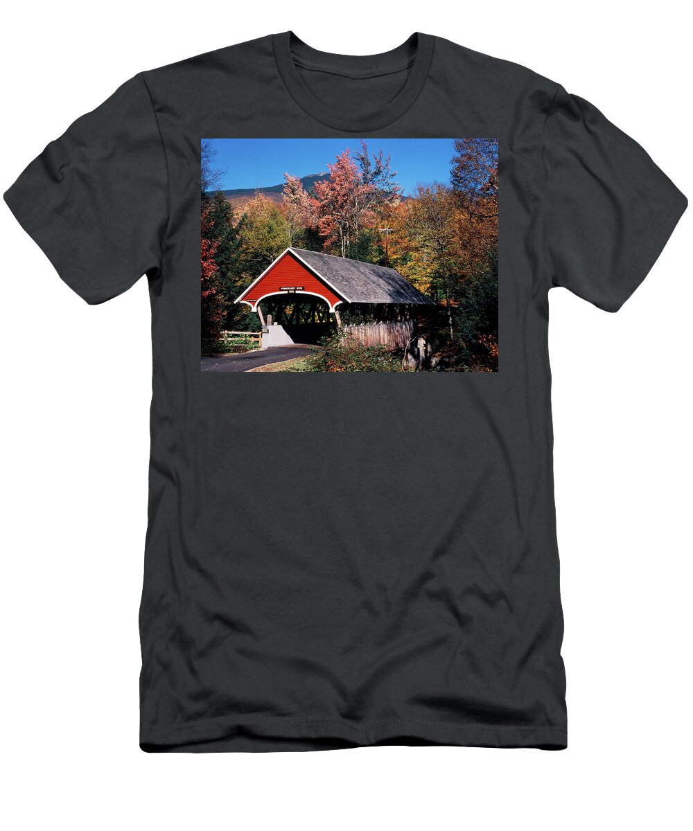 Photography T-Shirt featuring the photograph 1980s Autumn Scenic Of In The Flume by Vintage Images
