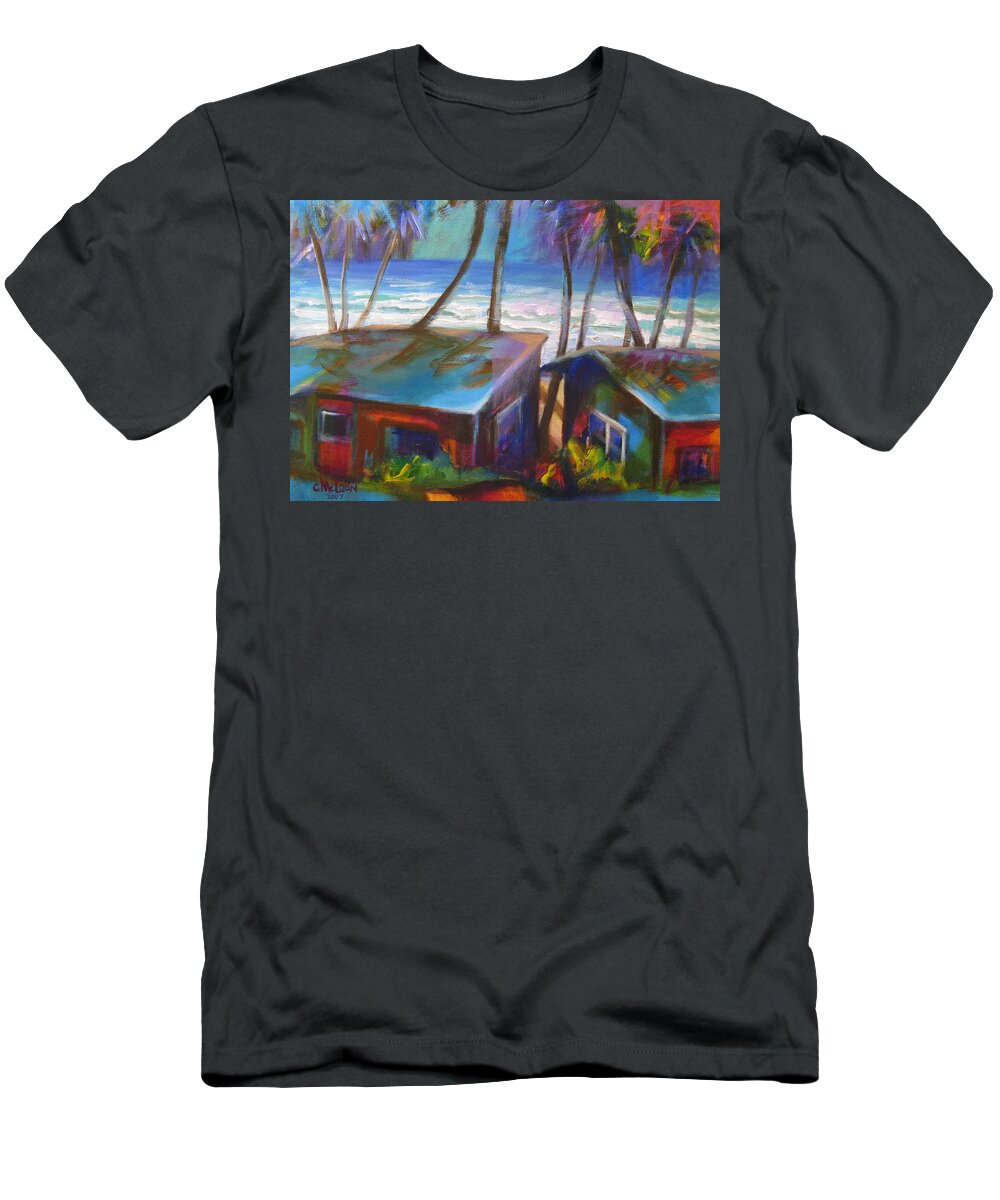 Beach T-Shirt featuring the painting Beach Houses #2 by Cynthia McLean