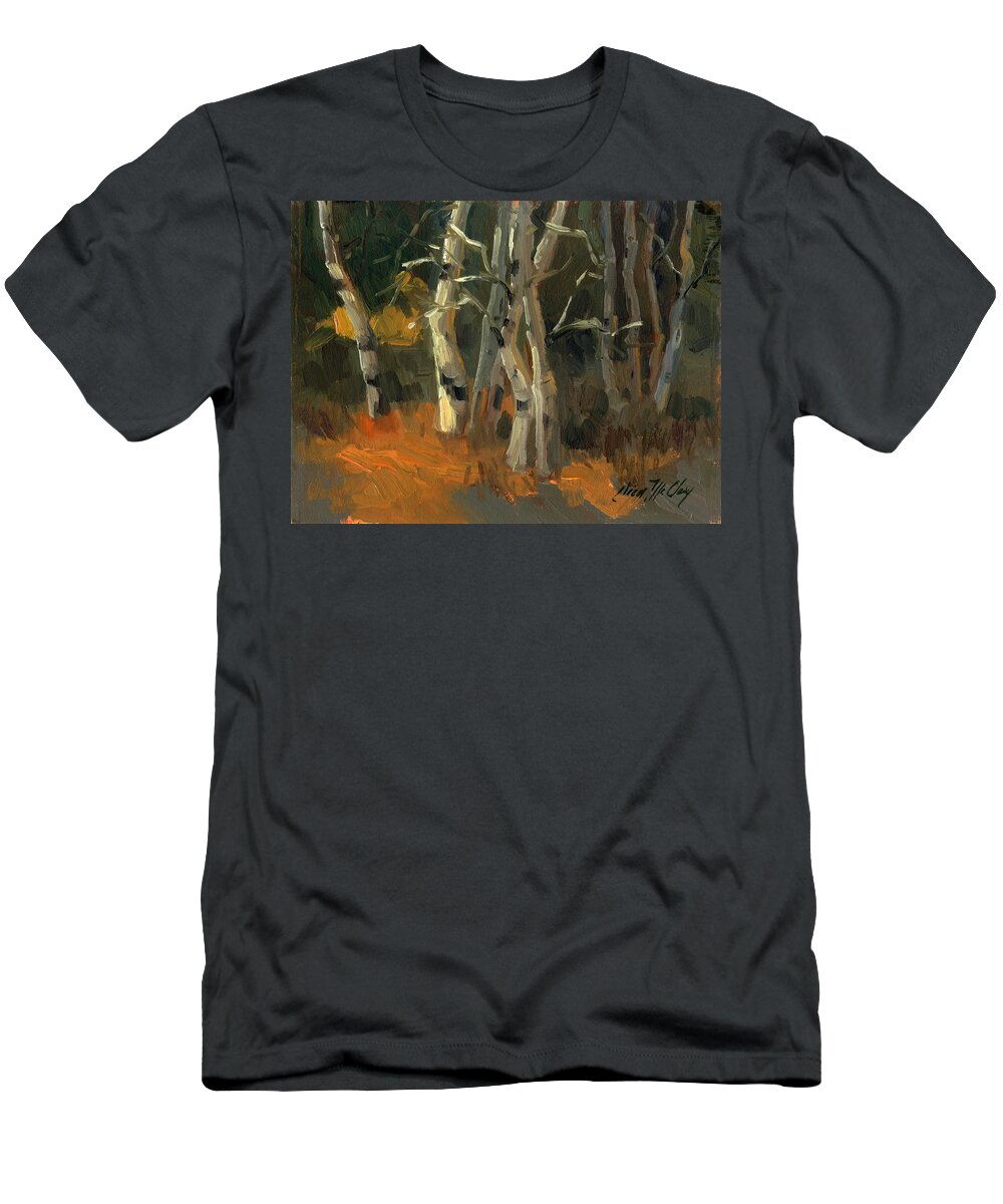 Birches T-Shirt featuring the painting Birches #2 by Diane McClary