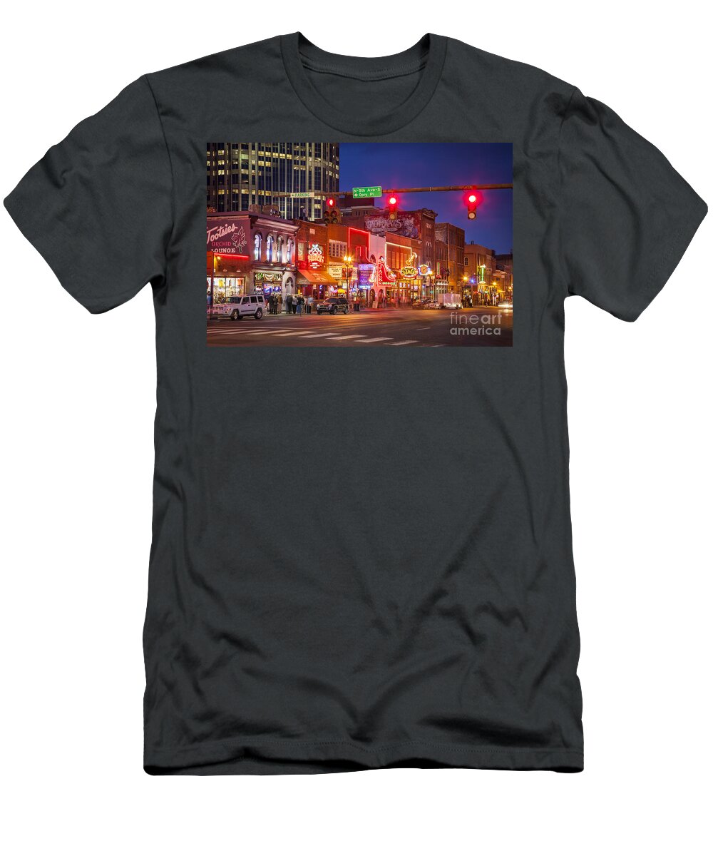 Nashville T-Shirt featuring the photograph Broadway Street Nashville Tennessee by Brian Jannsen
