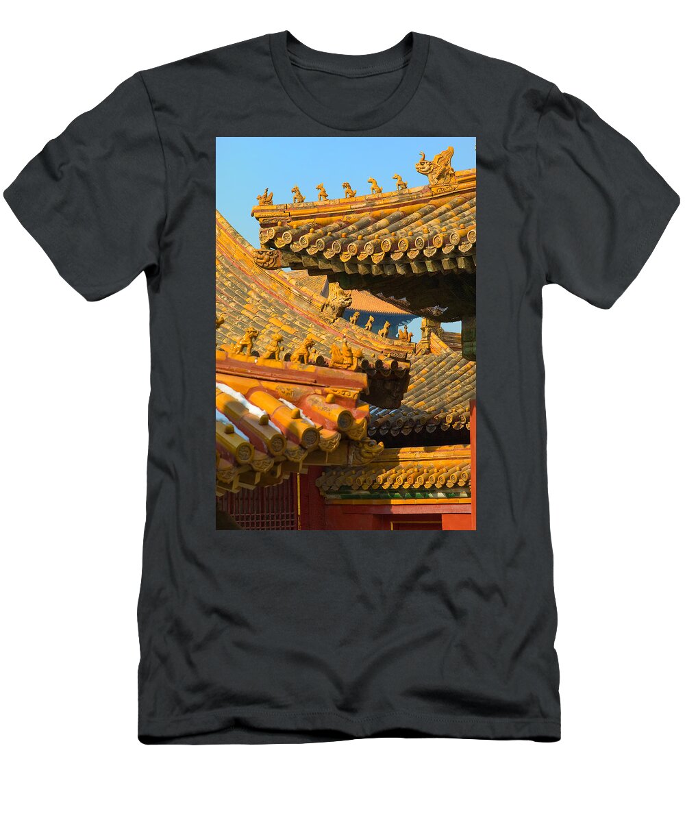 China T-Shirt featuring the photograph China Forbidden City Roof Decoration by Sebastian Musial