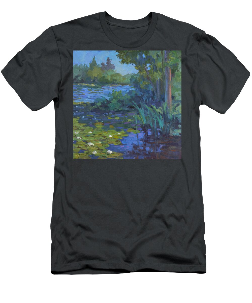 Lily Pond T-Shirt featuring the painting Lily Pond #2 by Diane McClary