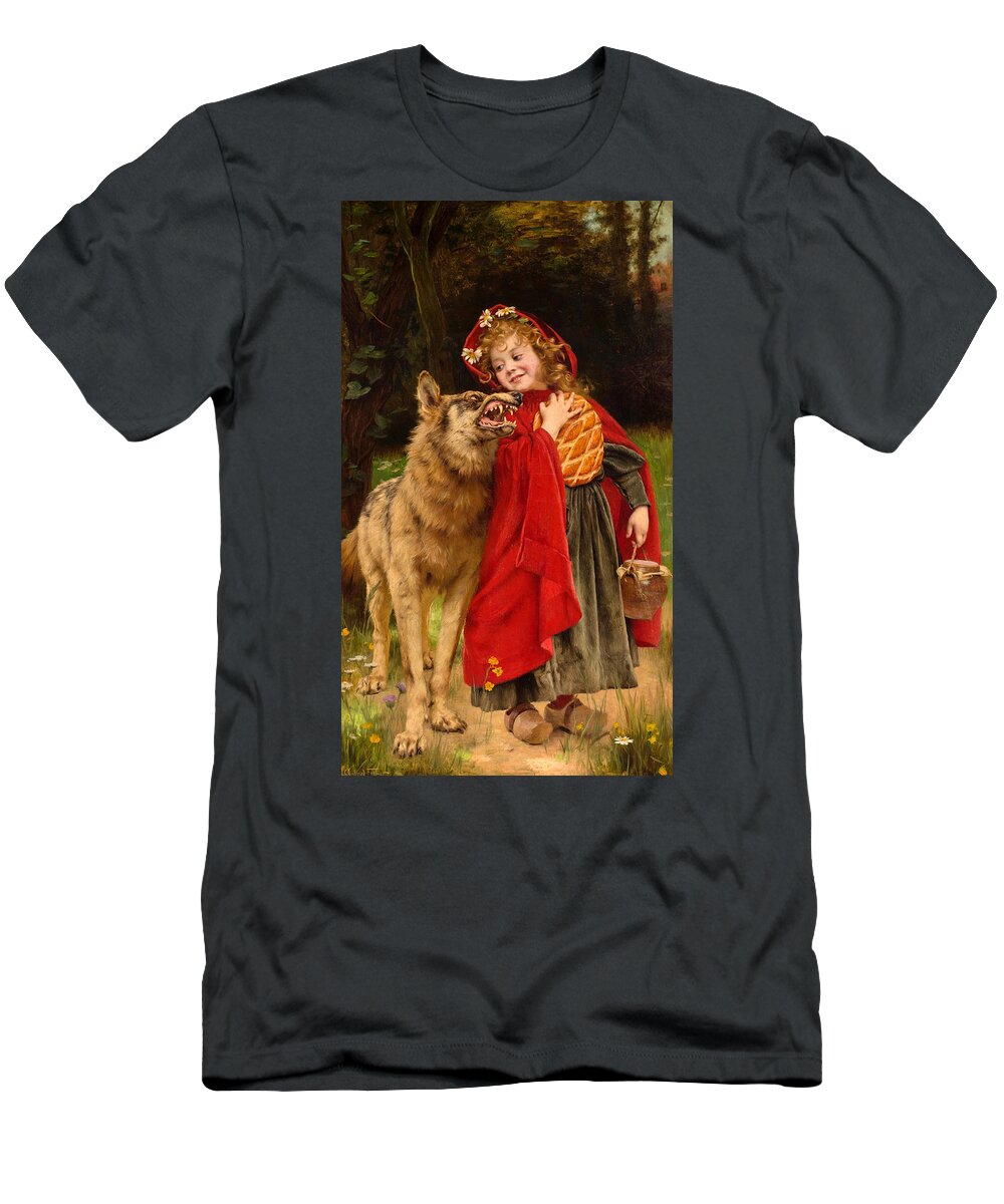 Little Red Riding Hood T-Shirt featuring the painting Little Red Riding Hood #2 by Gabriel Joseph Marie Augustin Ferrier